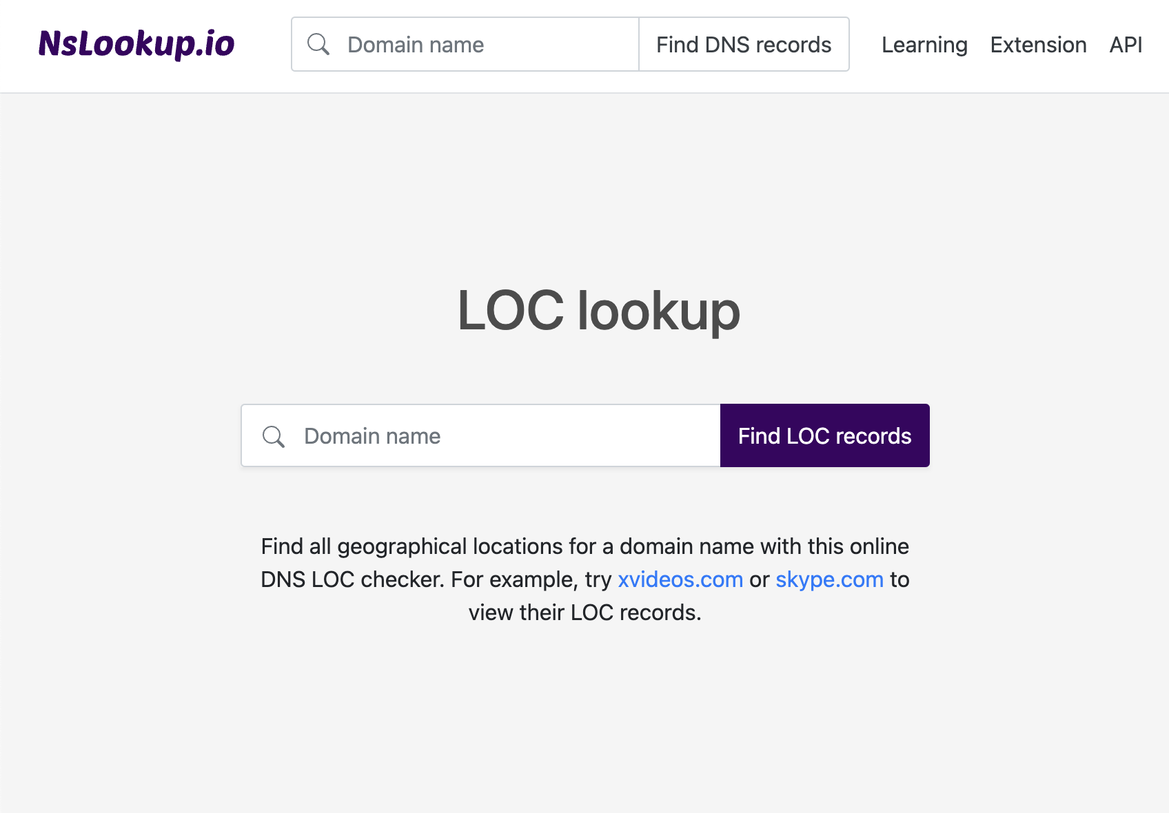 Open the LOC lookup tool