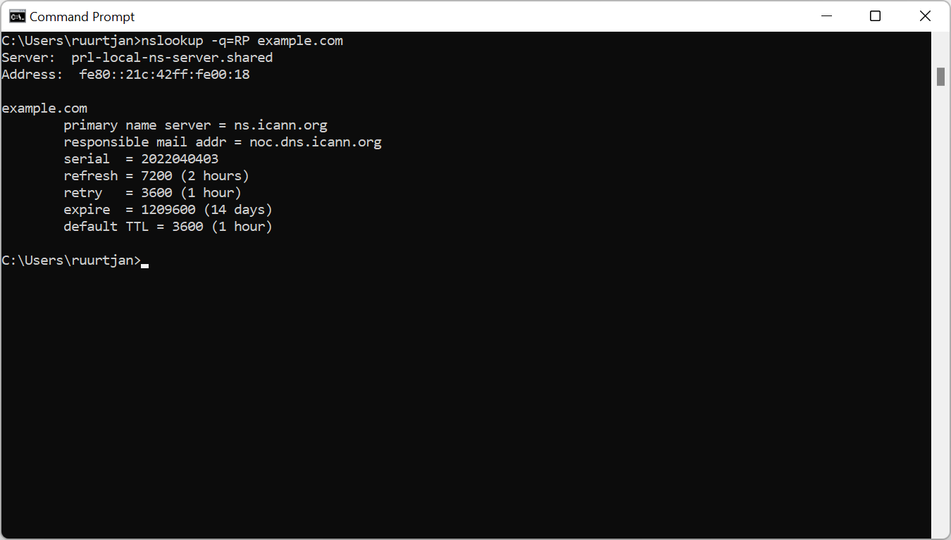 RP lookup in Windows